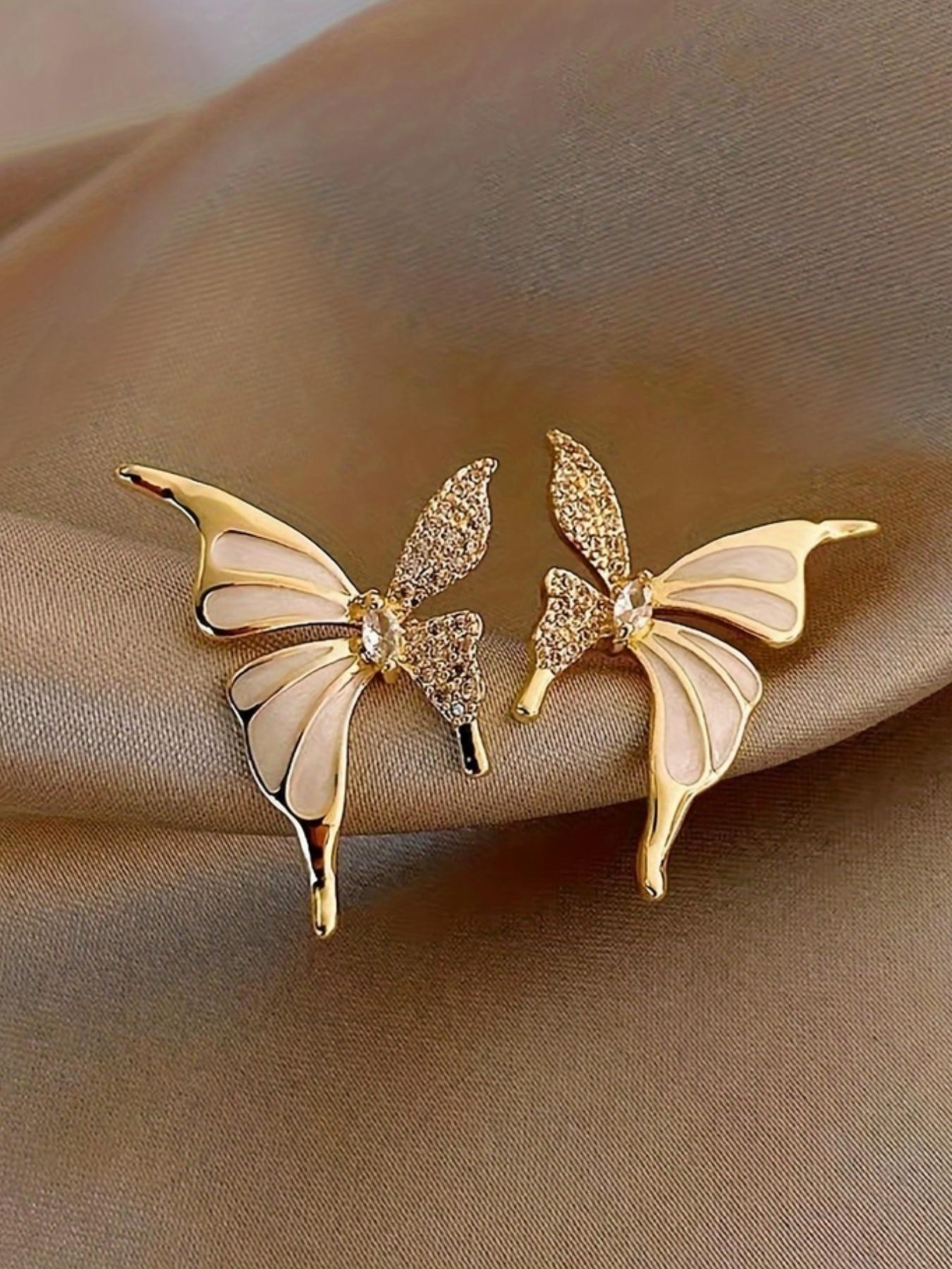 Fashion Butterfly Design Rhinestone Decorated Earrings, Stud Earring, Dainty Fashion Jewelry, Elegant Jewelry for Party, Daily Clothing Decor, Trendy All-match & Exquisite Jewelry for Birthday Gift, Fashionable Jewelry