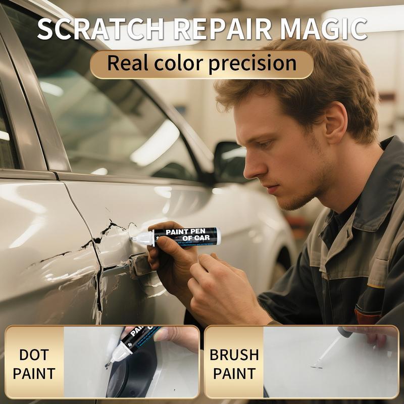 Premium 2-in-1 Car Scratch Removal Pen – Metal Tip & Brush Touch-Up Tool, Scratch Remover, Car Touch Up Paint Pen, Polishing Wax, Vehicle Scratch Repair, Shine, Complete Car Scratch Remover Kit and Car Accessories