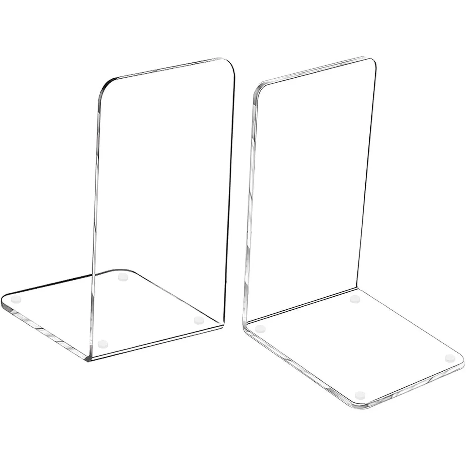 Clear Acrylic Bookends for Shelves, 2 Pack Non-Slip Heavy Duty Decorative Book Ends, 7.08" x 4.72", Book Holder for Office Home School Desktop Bookcase