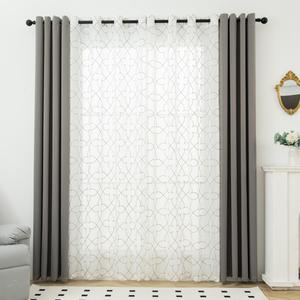 embroidered curtain, 4 counts/set blackout curtain, modern art decor heavy curtain for living room bedroom dining room, home decor