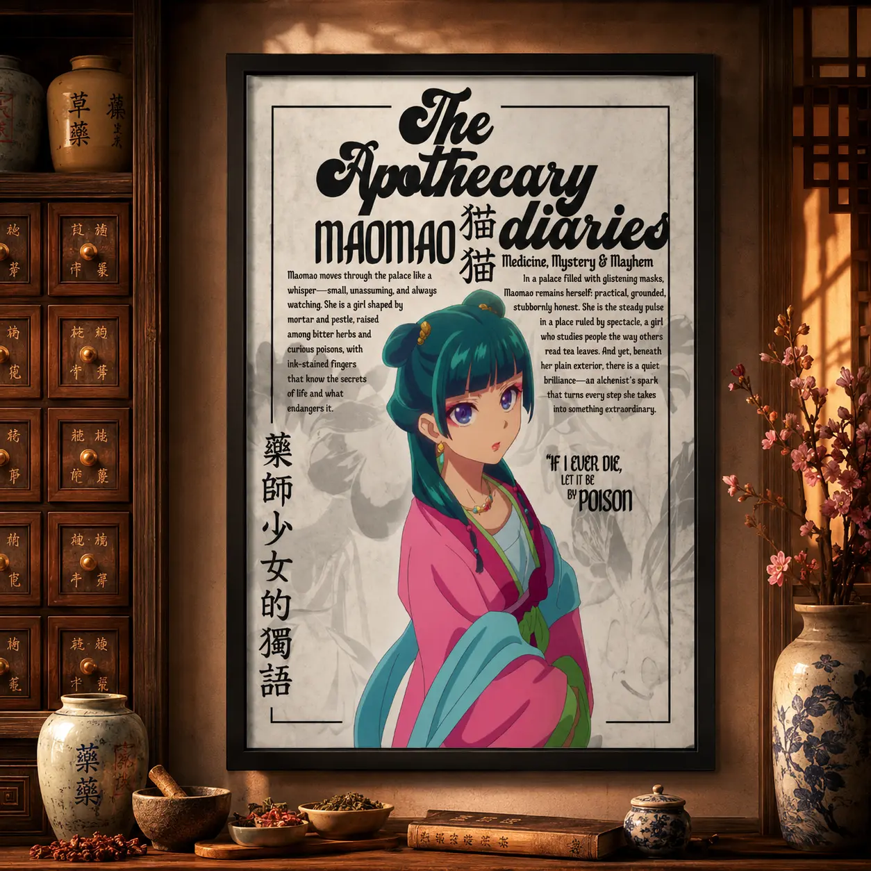The Apothecary Diaries Anime Poster Print, Maomao Manga Japanese Vintage Mystery Romance Minimalist Wall Decor Hanging, Canvas Wall Art Print, Japanese Anime Room Decor for Bedroom Dorm Office, Manga Poster Gift for Anime Fans