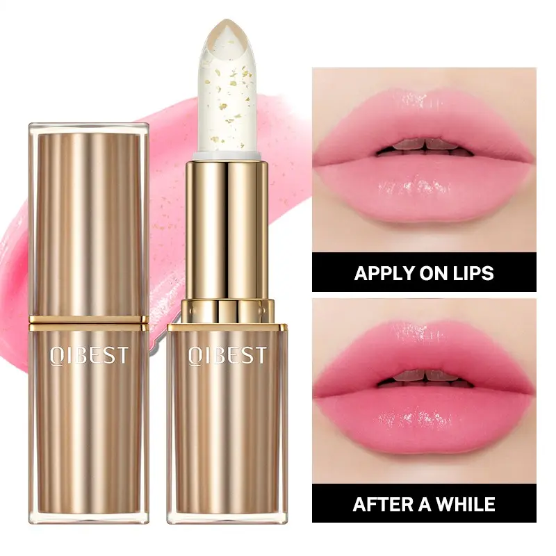 Gold Foil Temperature Changing Lip Balm, Jelly Transparent Lipstick, Enhances Natural Lips All Day, Long-Lasting Moisturizing Formula