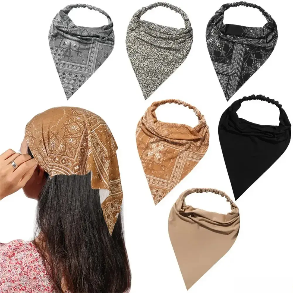 6pcs Hair Bandana for Women Hair Scarf Headband Bandana Double Layer Triangle Head Kerchief Boho Hair Band,summerwins Boho Style Shawl