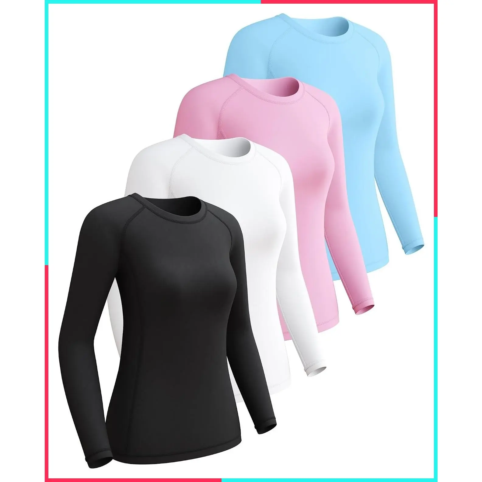 Women's Long Sleeve Compression Shirts with Sun Protection for Workout and Underscrubs