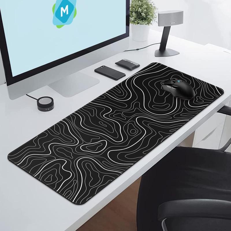 Pad Gaming Mousepad 31.5 x 11.8in Large Pad for Keyboard and with Anti-Slip Rubber Base, Keyboard Pad XL Mat for and Office(Black with White Topographic Line) Pad Gaming Mousepad 31.5 x 11.8in Large Pad for Keyboard and with Anti-Slip Rubber Base, Keyboard Pad XL Mat for and Office(Black with White Topographic Line)