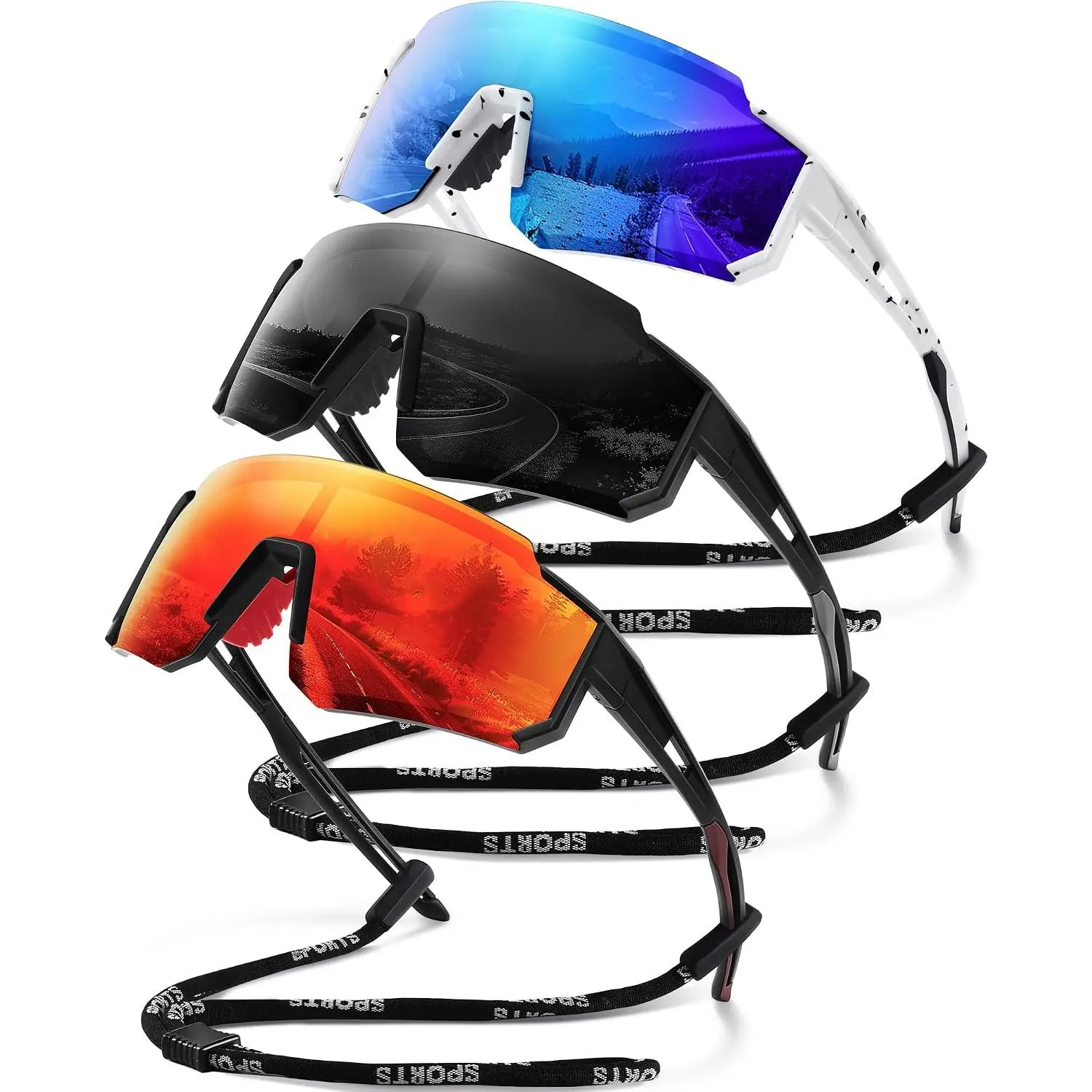 Polarized  Sunglasses for Men and Women, Lightweight TR90 Sun Glasses with UV Protection for Cycling Running
