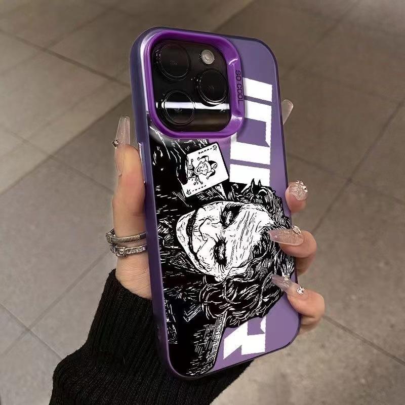 Cool Joker Illustration iPhone Case| Step Camera Bump Full-Body Shockproof| Edgy Street Style & Movie Fan Gifting| Black & White Line Art Neon Green Contrast Premium Dark Aesthetic (Compatible with iPhone 17 Air/16 Pro Max/15/14 Pro)