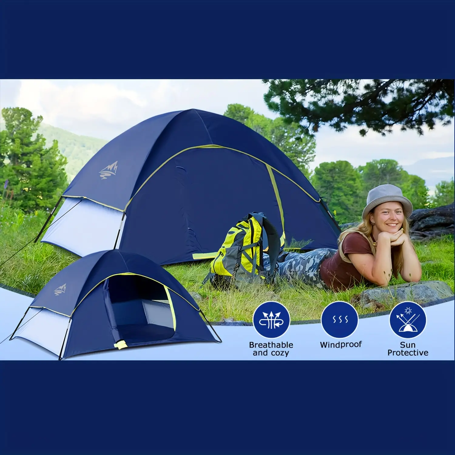 [Windproof Camping Tent] Lightweight Windproof 1/2/3 Person Camping Tent |     Portable Outdoor Tent with Carry Bag, Easy Set Up for Backpacking, Hiking or Beach