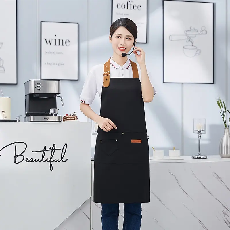 Adjustable Neck Apron for Restaurant Kitchen, Tea Latte Coffee Barista Workwear, Professional Cooking Uniform, Durable & Comfortable Design