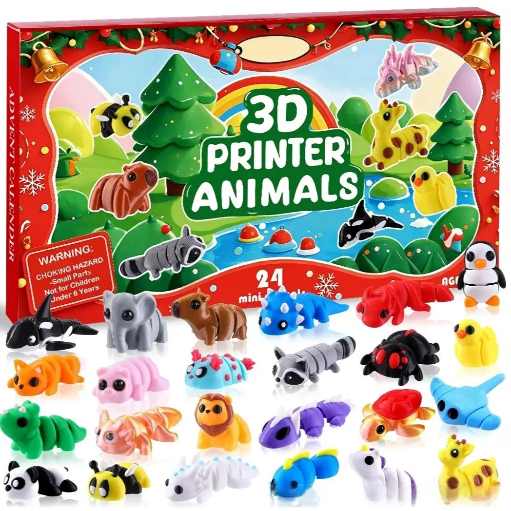 24-Piece 3D Animal Christmas Advent Calendar Blind Box, Mini Animatronic Toys, Perfect Holiday Gift for Kids
