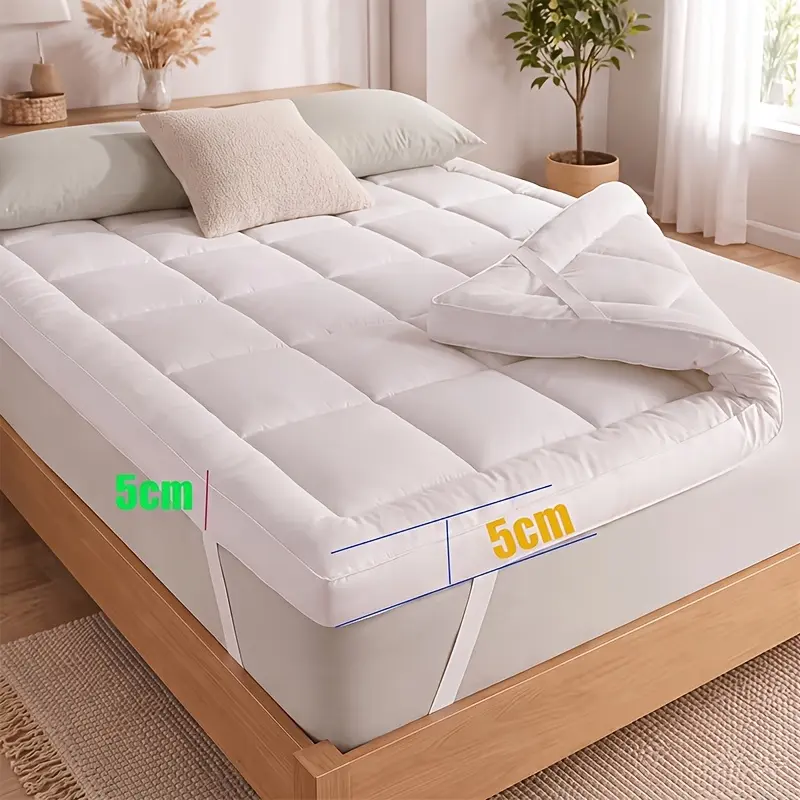 Hotel Quality Mattress Topper, Super Soft 1000GSM Hollowfiber Filling with Elasticized Corner Straps, Available in White/Blue/Grey, Suitable for Single/Small Double/Double/King/Super King Size