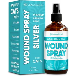 Cat Wound Care Spray is Perfect with Cat Cone | Nano Silver + Chlorhexidine in the Composition | Bites, Scratches, Redness, Irritation, and Sutures After Surgery | 4 Oz