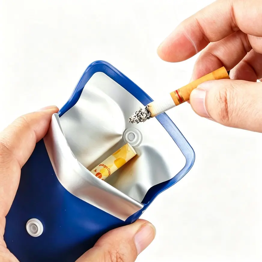 Portable PVC Button Ashtray Bag, Travel Smoke Ash Disposal, Anti-Flight Aluminum Foil Paper, Convenient Smoking Accessories