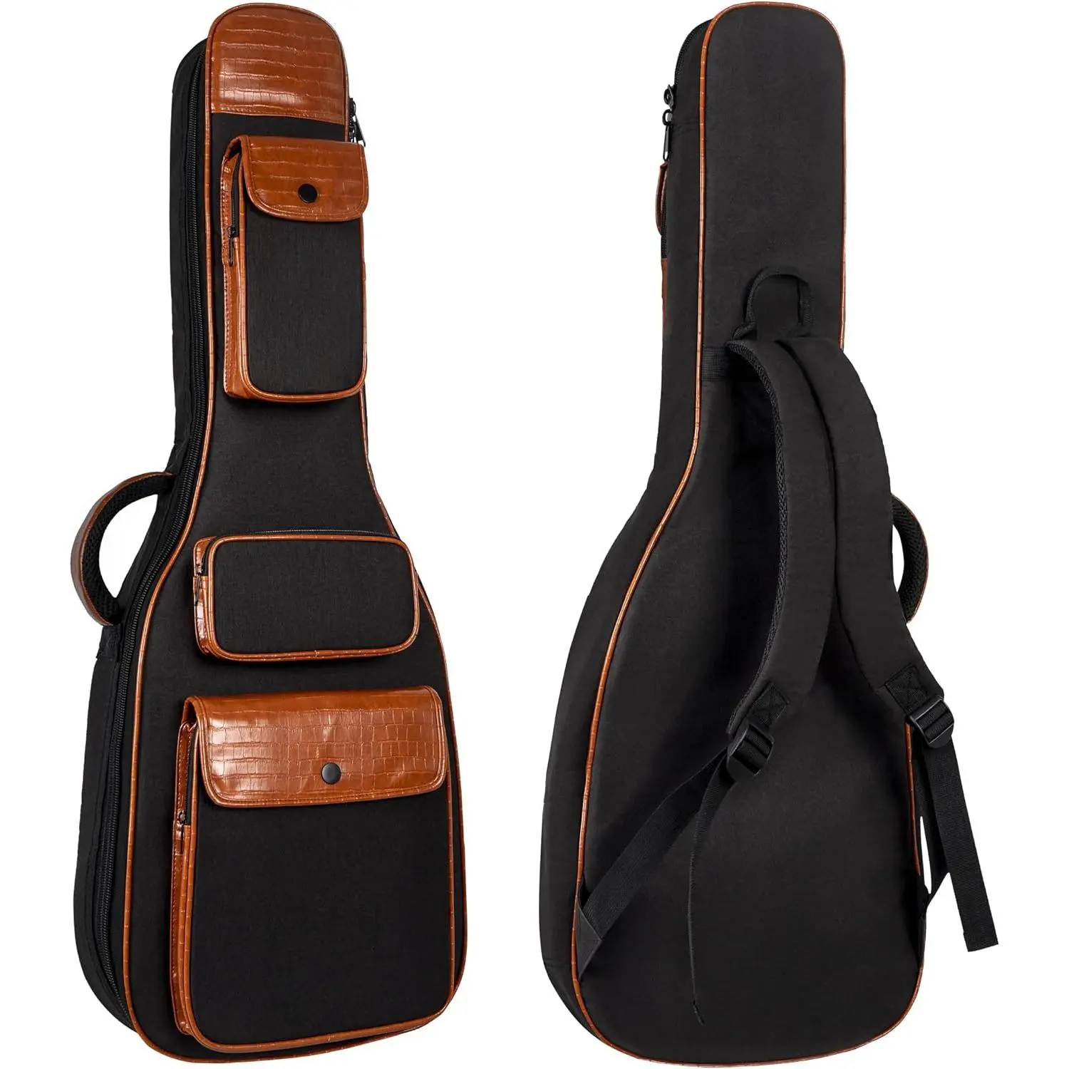 39/40" Electric Guitar Bag, 0.5" Padded 300D Frosted Cloth Gig Bag | Water-Resistant Crocodile PU |  Strap | 3 Pockets | Adjustable Straps | Hanger |180° Full Open |for Rehearsals Travel