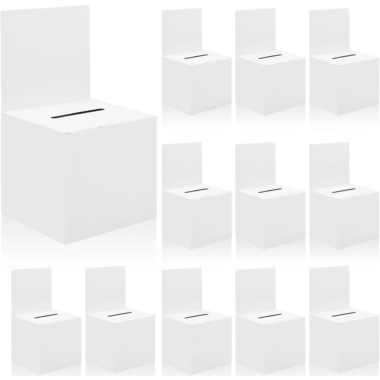 12 Pack Raffle Ticket Box Cardboard Suggestion Box with Slot Donation Ballot Boxes for Fundraising Collecting Business Card Voting Contest with Removable Title Board, 6 x 6 x 6 Inches