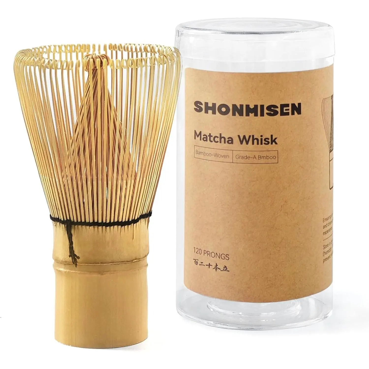 Bamboo Matcha Whisk, 120prong（80+80tines） Traditional Japanese Chasen for green Tea,Handcrafted Matcha Stirrer Wisk Mixer Brush (1pc whisk)
