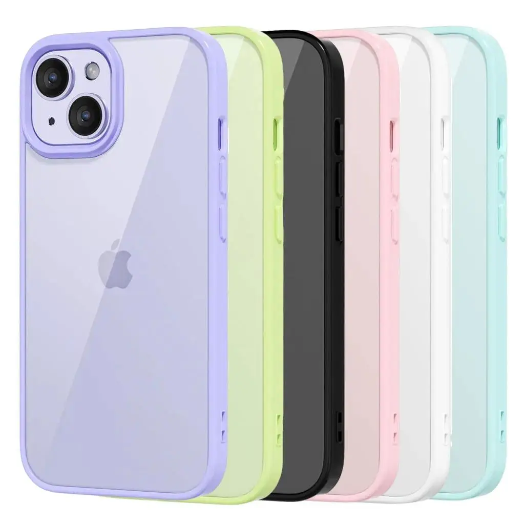 Colour Back Transparent  Phone  for iPhone 16 15 14 13 12 11 Pro Max 7 8 Plus XR Xs 12 Mini Silicone Bumper Cover cute multi-color everyday