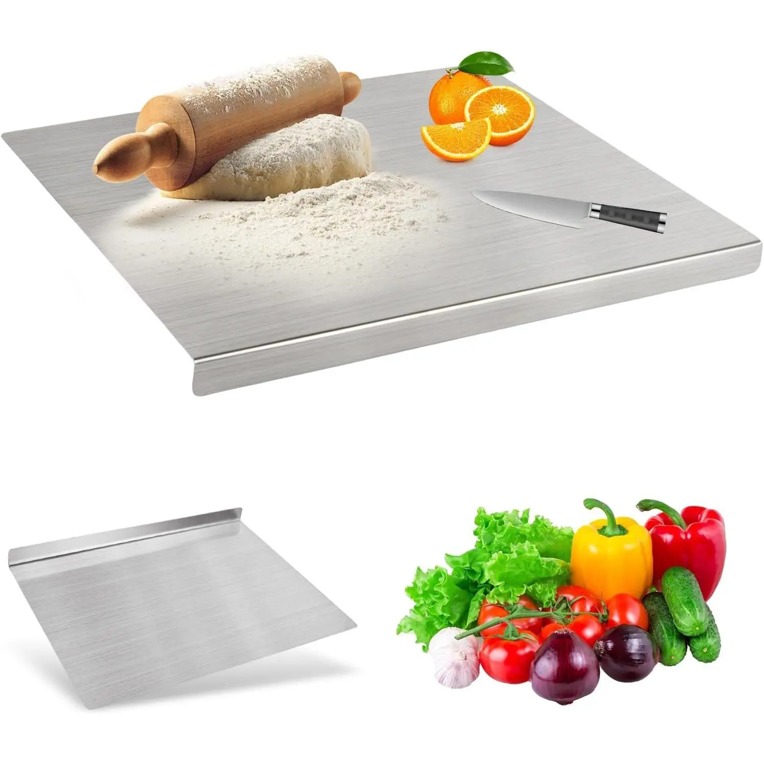 Cutting Board for Kitchen, Food Grade Stainless Steel Cutting Board Non Toxic, Metal Chopping Board for Veggies, Meat, Fruits, Bread and Baking(40 x 50cm/15.7"L x 19.7"W)