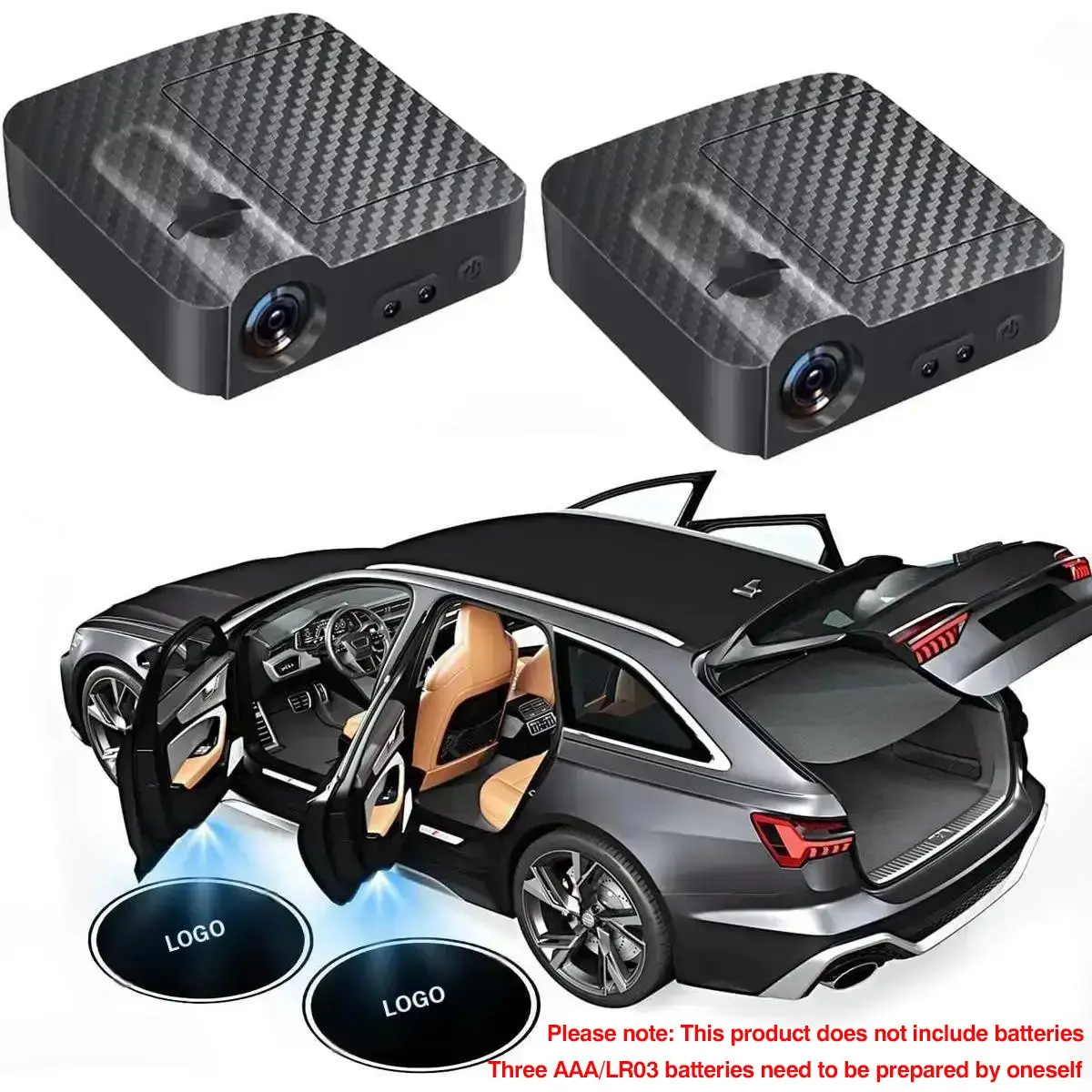 2-Piece Car Door Welcome Lights, Battery Powered HD LED Entry Lighting (no Batteries Included), Universal Fit for Sedans & Suvs, Car Decorative Light, Interior Led Vehicle