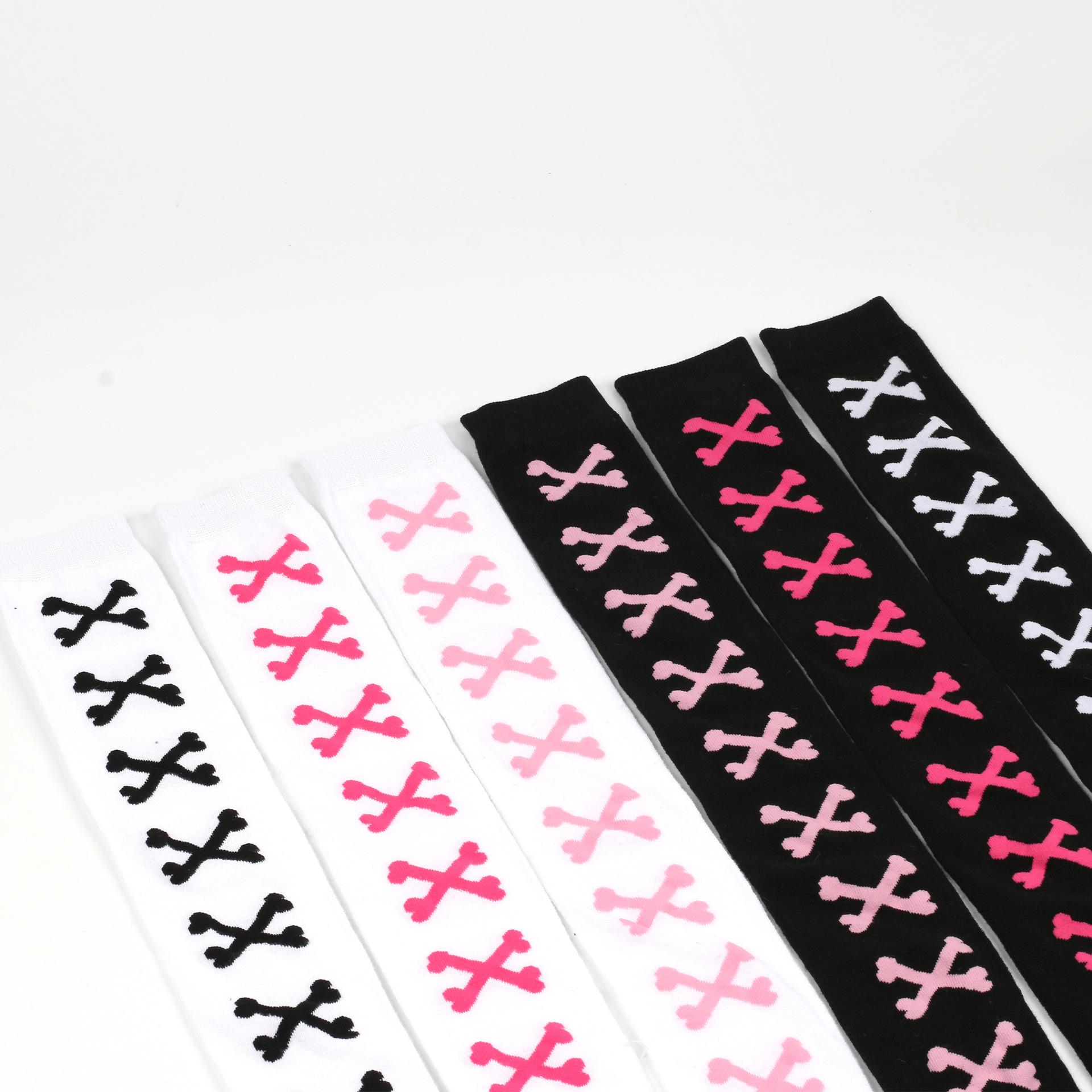 3 pairs Over-The-Knee Black White Pink Lolita Stockings