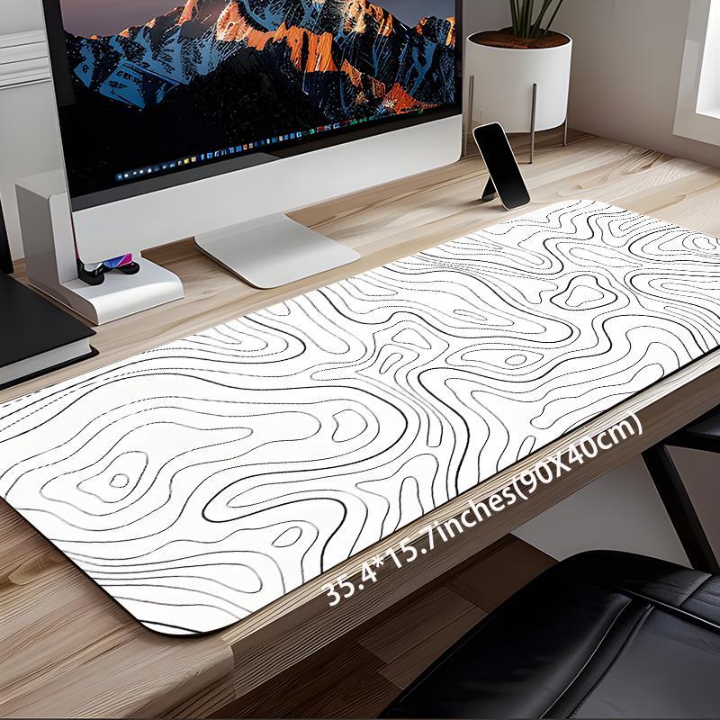 Topographic Line Pattern Mouse Pad, Rectangular Gaming Mouse Pad, Non-Slip Rubber Mat, Multi-Size Mousepad for Laptop and Desktop Gaming