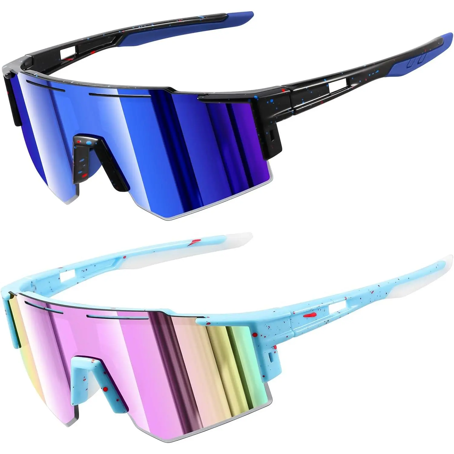 2PACK Oversized Kids Sunglasses Youth Baseball Sun Glasses Boys Girls Softball Cycling UV400 Protection Goggles