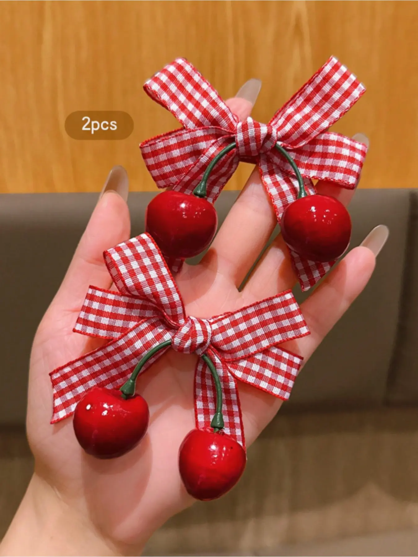 2 Cute Cherry Hair Clips, Sweet Style, Perfect for Daily Wear, Affordable Hairstyle Accessories, Ideal Christmas Gift, Kawaii Hair Clips