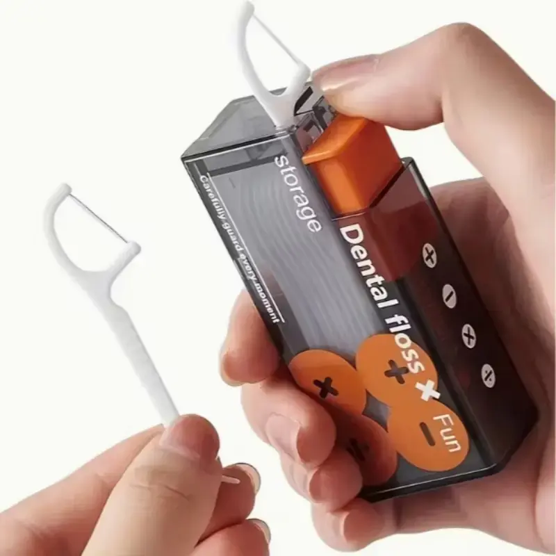Portable Dental Floss Pick Dispenser｜Mini Floss Box Automatic Pop-Up Toothpick Holder for Travel, Pocket Size Oral Cleaning