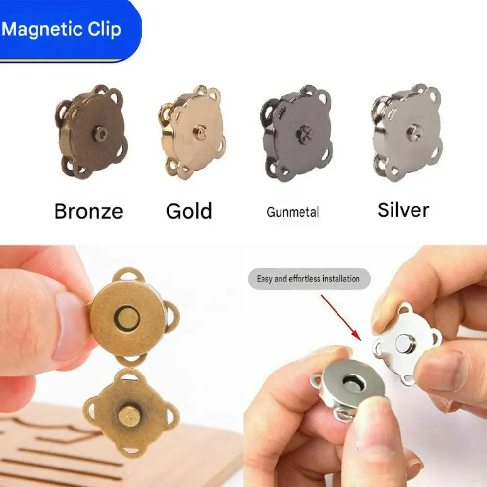 5 Pairs 14mm Flower Magnetic Snap Fasteners, Easy Installation Sewing Buckles for Handbag Pockets, Leather Wallets, Journal Covers, DIY Enthusiasts’ Craft Projects