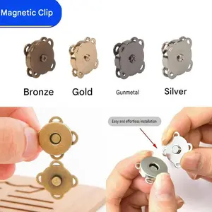 5 Pairs Flower Magnetic Snap Fasteners 14mm | Sewing Buttons Buckles | Easy Install Snap Button for Bags Clothing DIY Leather Craft