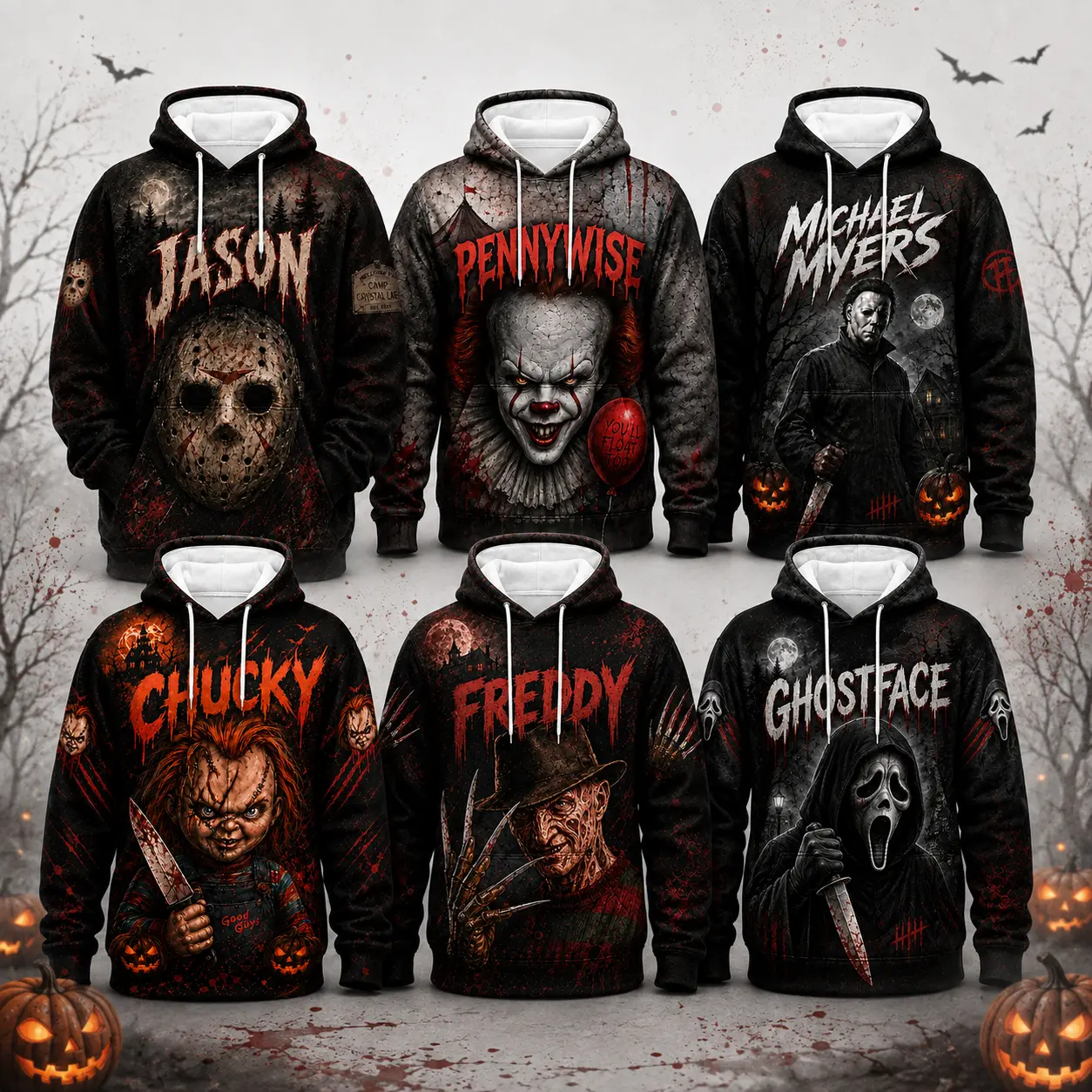 Unisex Halloween Horror Movie Themed Retro Hoodie with Pocket, Perfect for Halloween Parties and Everyday Wear, Suitable for Autumn Spring Winter Spooky Season, Halloween Gift