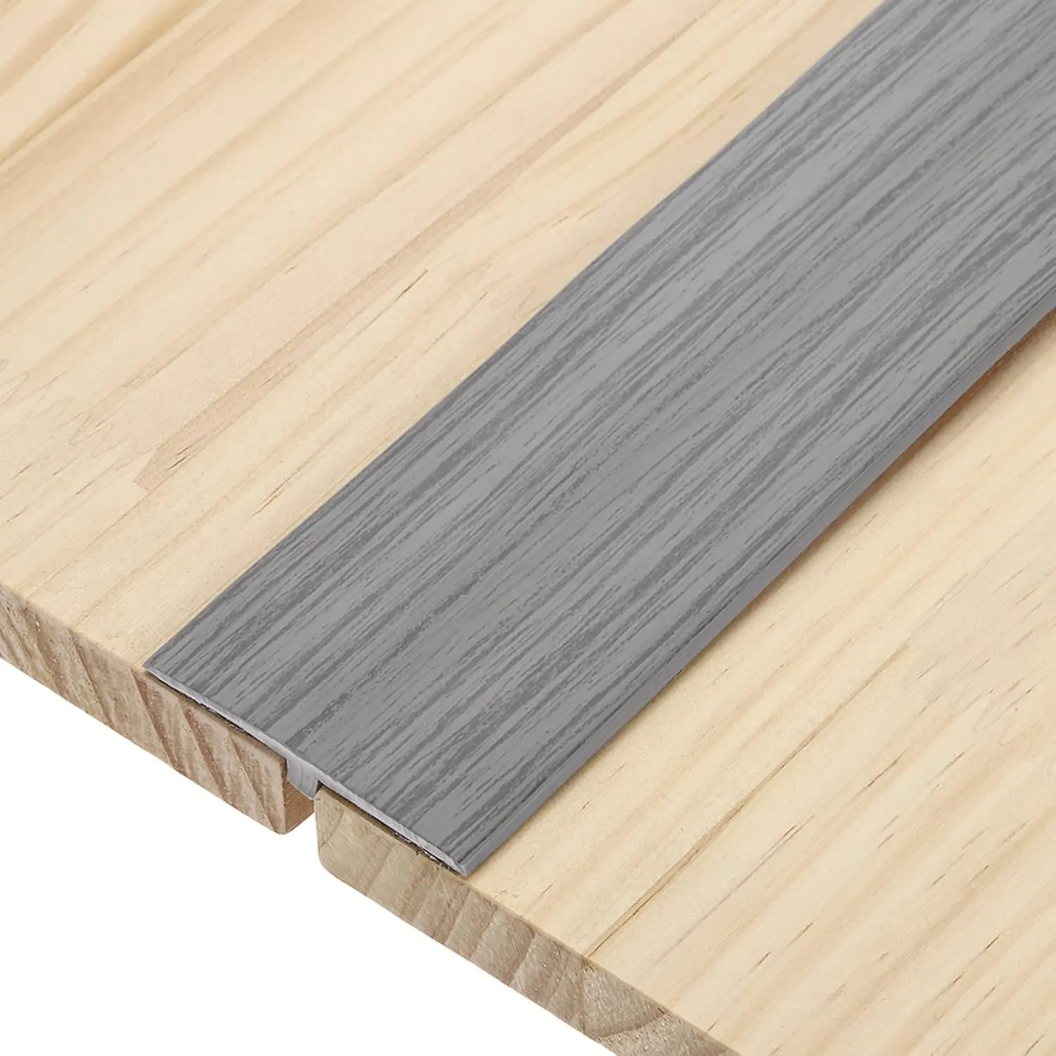T-Molding Transition Strips, 3.28 ft x 1.97" (L x W) PVC Floor Flat Divider Strip Self Adhesive Vinyl Flooring Edging Trim for Joining Floor Gaps Doorways, Gray Wood Grain