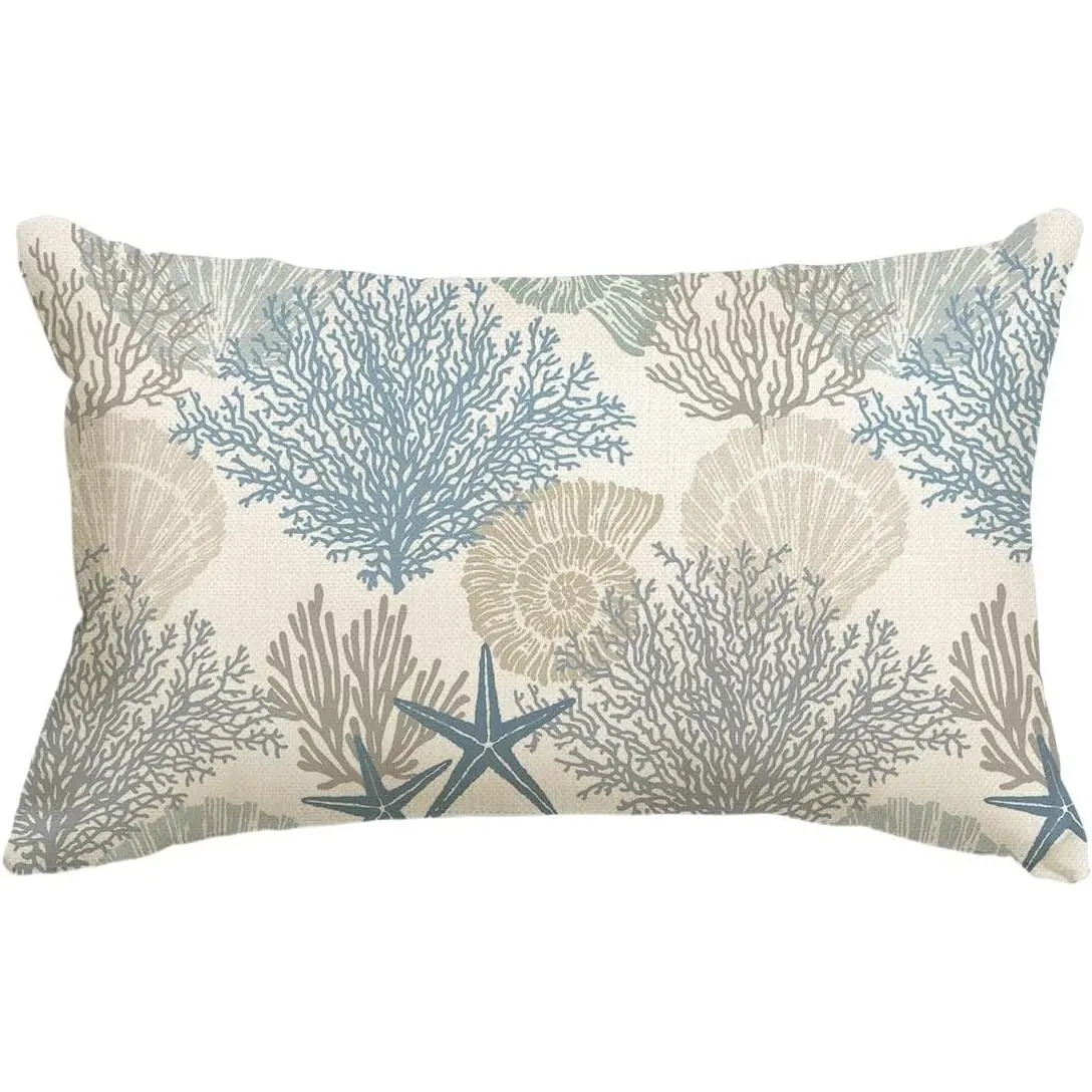 12 x 20 Inch Summer Sea Blue Throw Pillow Cover - Decorative Cushion Case for Sofa Couch(Gift)