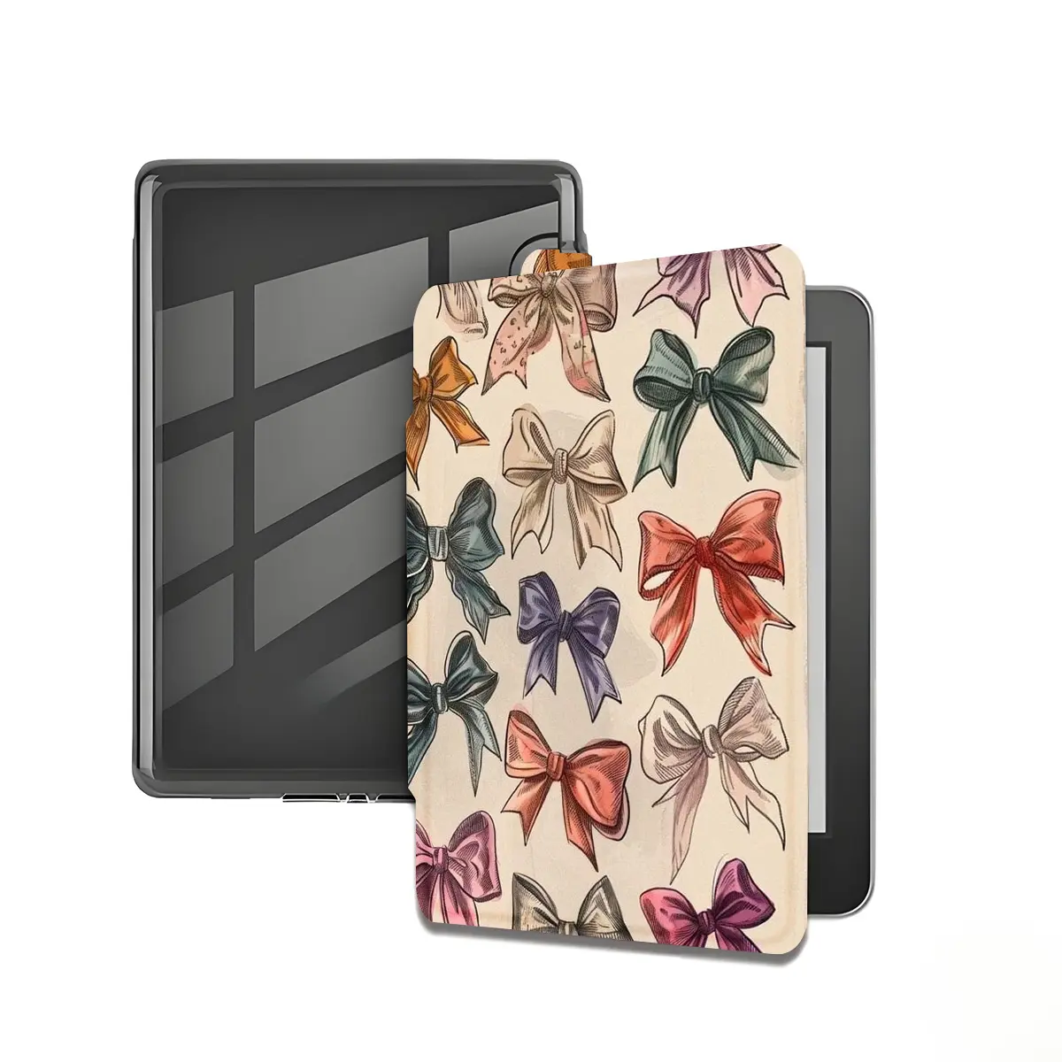 Bow Pattern Kindle Case Shell - Ultra-thin PU Leather Cover for Multi-model 6"/6.8"/7" Kindle Series, with Hand Strap, Auto Sleep/Wake Protection, Stylish, Lightweight, Durable, Ultra-Thin Fit, Acrylic