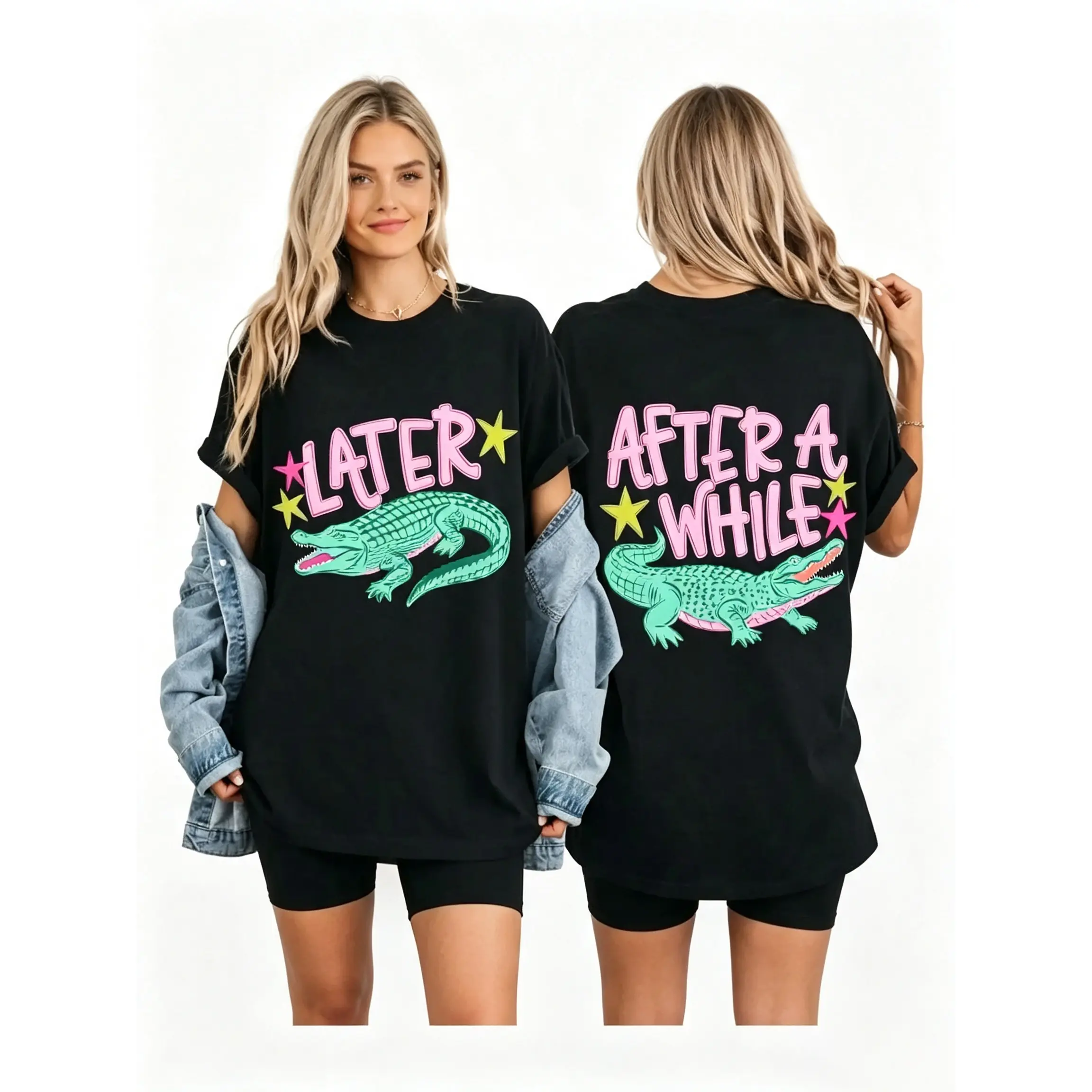 Later Gator Shirt, After While Crocodile Shirt, Funny Graphic Tee, Front Back Print Shirt, Vintage 90s Style Shirt,4th Of July shirt, Funny Graphic Alligator Tee, Gift For Him Or Her, Funny Mama Shirt, Mother Day Gift Top Womenswear Fitted Casual Soft