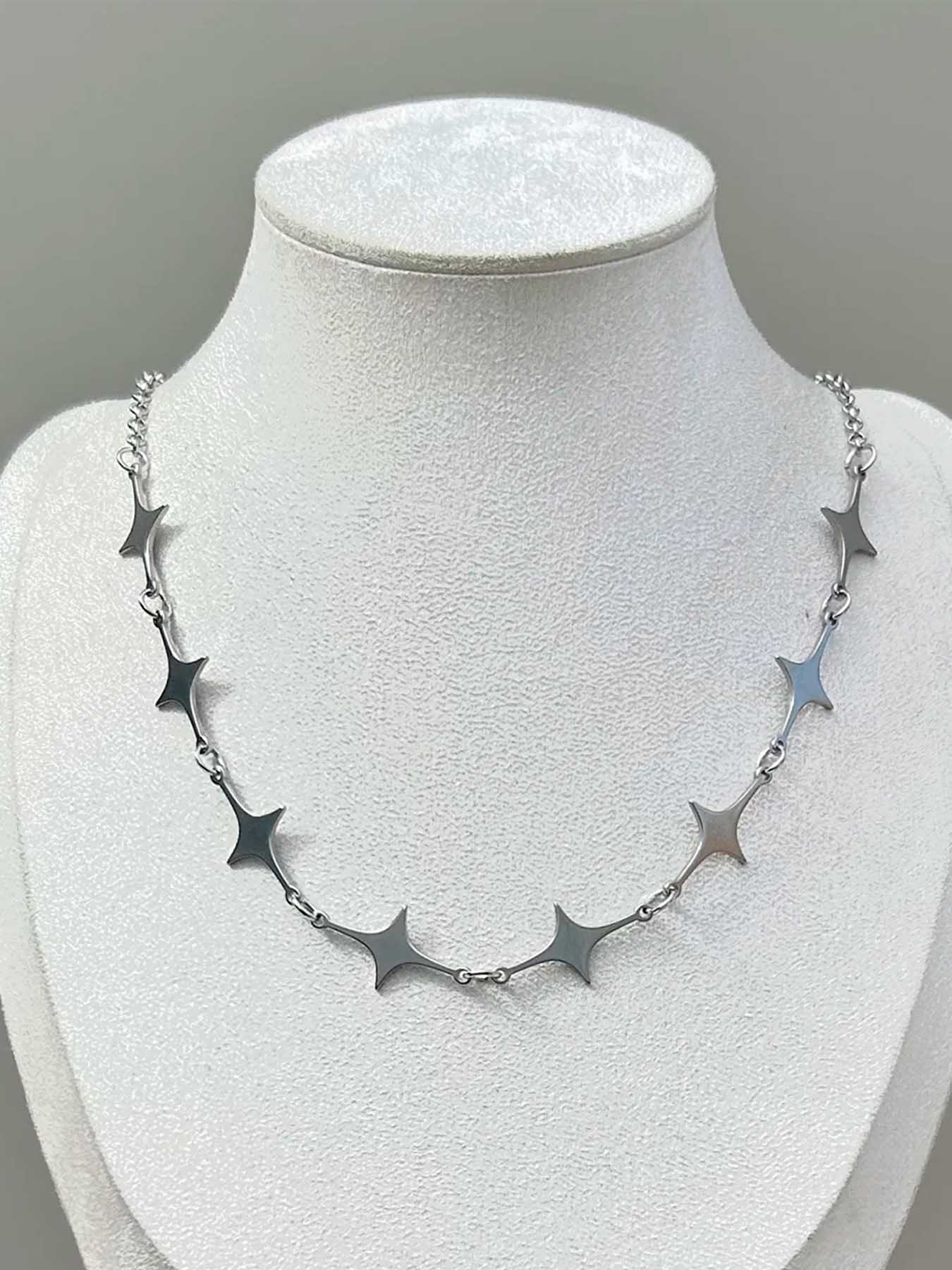 1 Piece Y2k Trendy Stainless Steel Star Chain Necklace, Necklace Layering Clasp, Minimalist Punk Women's Street Style Party Personalized Spice Girl Necklace Accessories, Modern Versatile Accessories