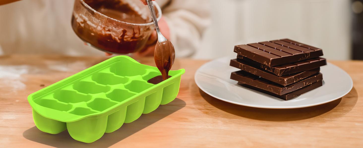 Ice Cube Tray with Lid and Bin - 4 Pack Ice Bucket Kits, Stackable Silicone Ice Trays for Freezer, Easy Pop Out, BPA Free for Cocktail, Coffee, Soup, Food, RV, Kitchen