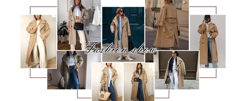 Imily Bela Womens Oversized Long Trench Coat Double Breasted Lapel Windproof Overcoat with Belt