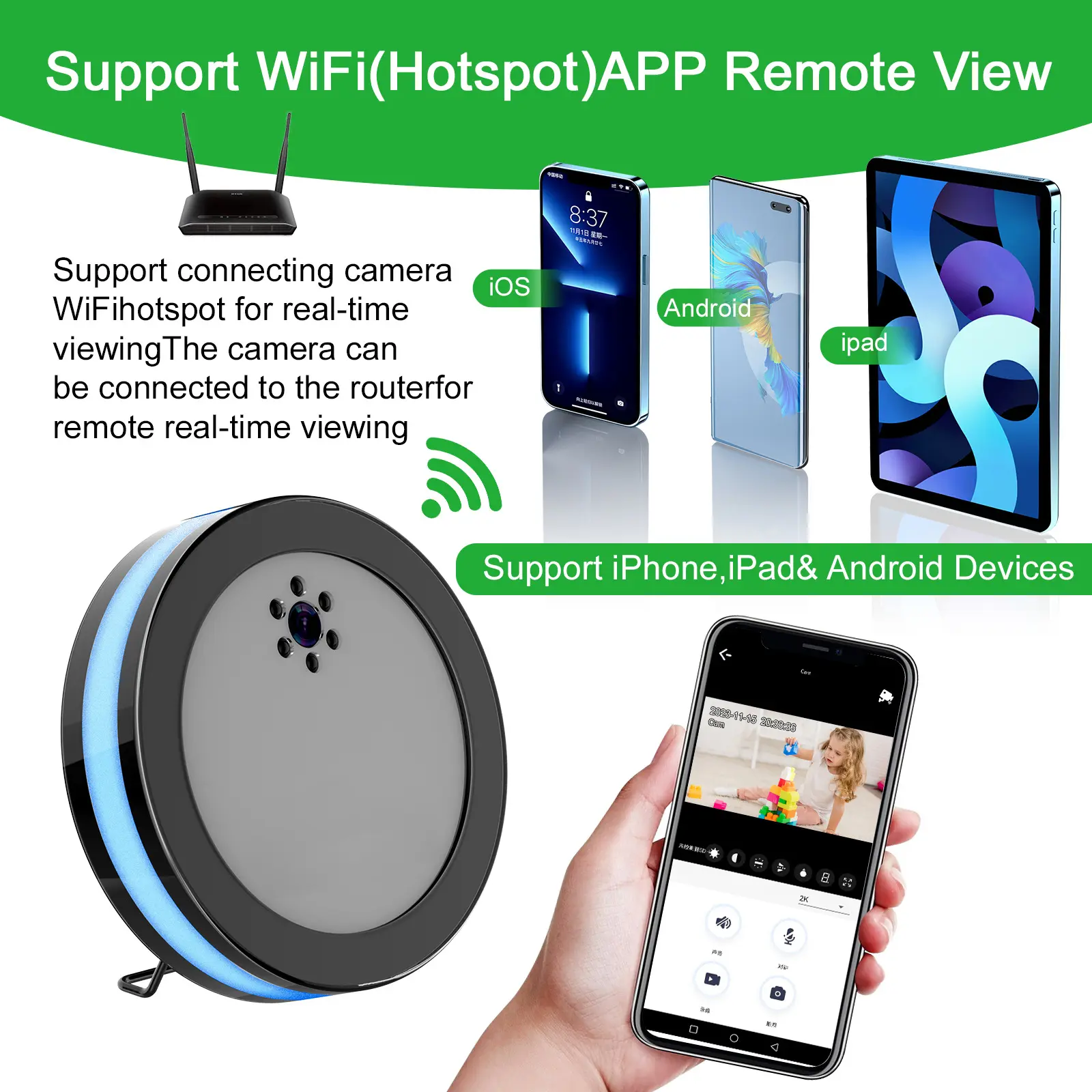 Wireless Smart Security Camera - High-Definition, Cordless Monitoring, Mobile-Connectable, 2-Way Voice Communication for Home Use
