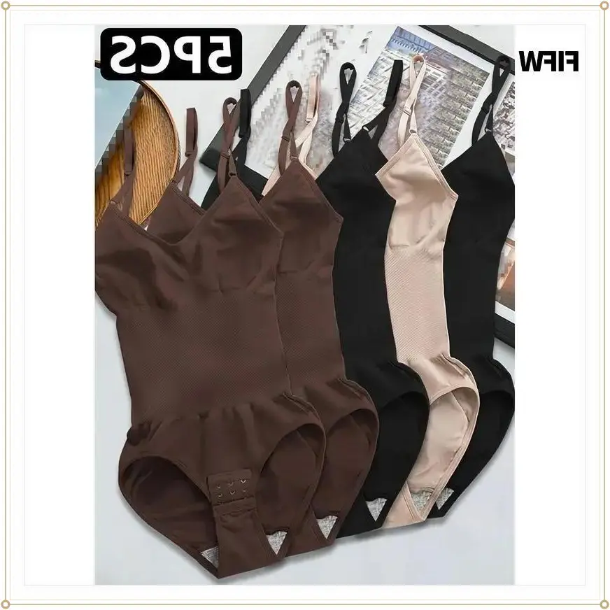 Seamless Shapewear Bodysuit for Women with Abdominal Compression and Hip Lift Function - Tummy Control, No Padding, Stretch Nylon Spandex Blend Fabric, Black/Brown/White/Beige/Navy Blue, Suitable for Travel and Casual Wear, Comfortable Underw