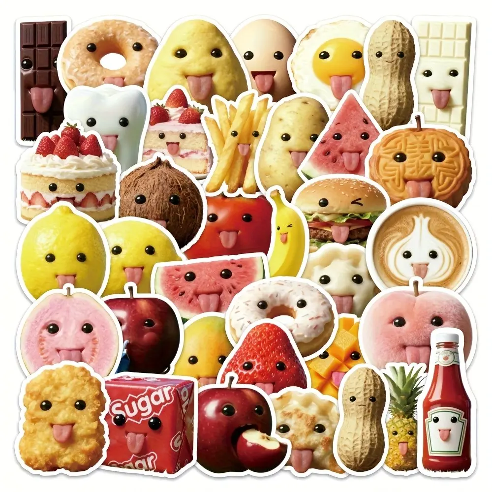 54pcs Abstract Avatar Stickers, Food Abstract Fruit Stickers, Funny and Fun Decals, Perfect for DIY Crafts and Decorations