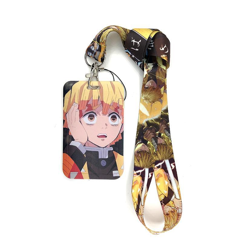 Anime Demon Slayer Print Keychain Ribbon Lanyards for Keys ID Card Phone Straps Hanging Rope Lariat Students Badge Pass Holder