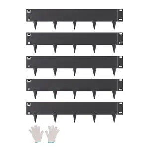 【DealsForYouDays】VEVOR Steel Landscape Edging, 5 Packs 39x 5 in Rust-Resistant Metal Landscape Edging, Bendable Garden Edging Border, Heavy Duty Lawn Edging, Easy-to-Install, Flower Bed Yard Pathway Divider Black