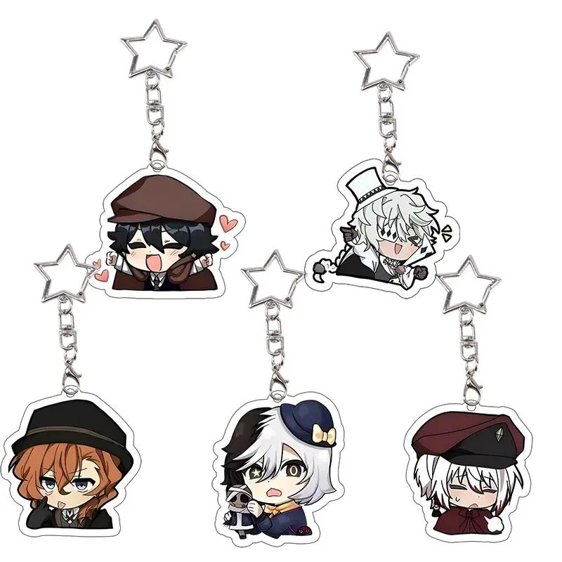 Bungo Stray Dogs Acrylic Keychain Ranpo Kawaii Student Chuuya Gogol Decoration Accessories Sigma Bag Pendant Birthday Gift