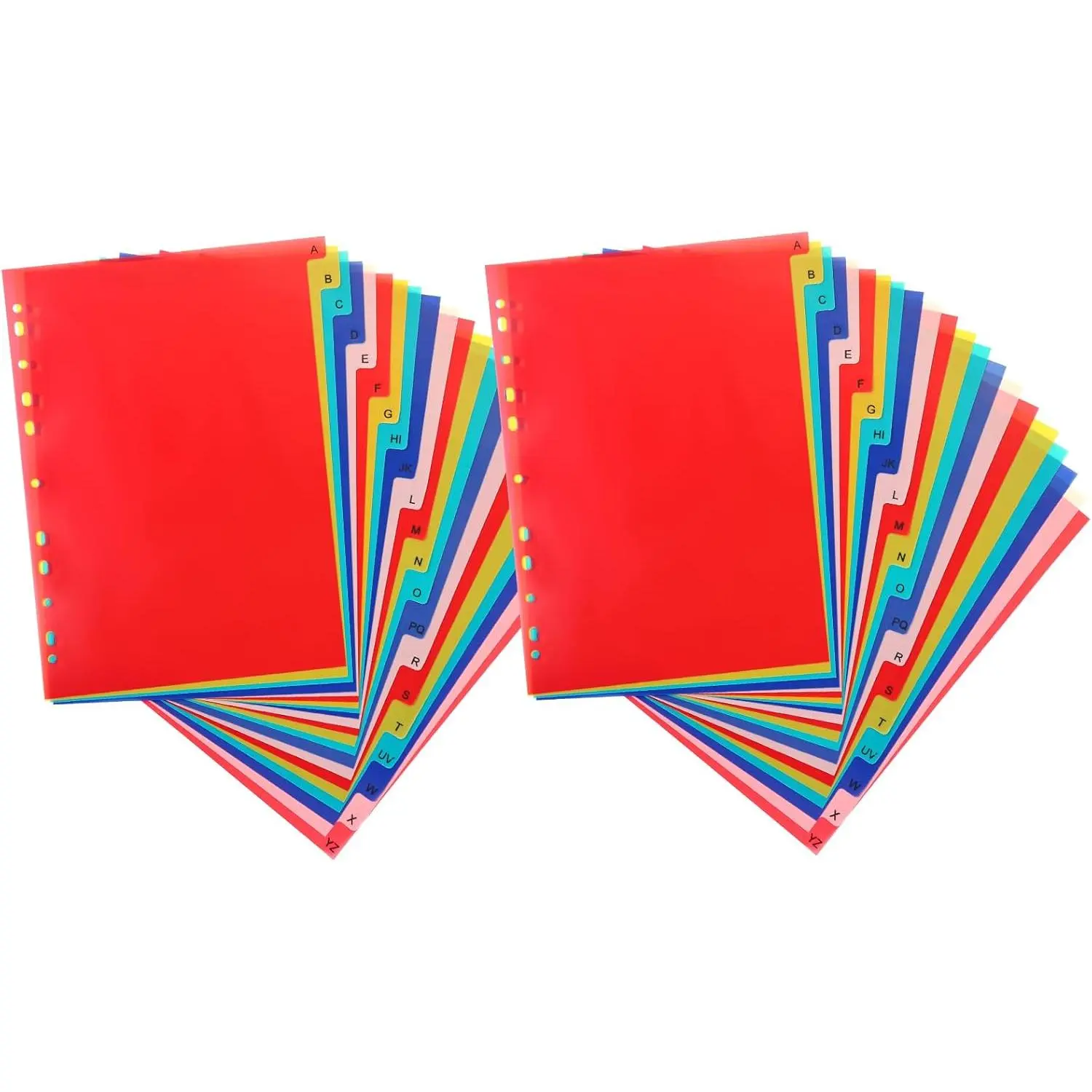 Tab A-Z Binder Dividers, Alphabet Plastic Binder Dividers with Multicolor Tabs, Letter Size 8.2" x 11.6", for 3 Ring Binders, Fits 2/3/4/11 Ring Notebook (42)