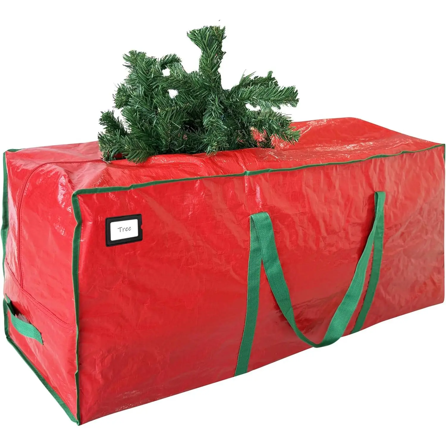 7.5 ft Christmas Tree Storage Bag - Durable Heavy Duty Extra Large Artificial Xmas Holiday Tree Bag with Reinforced Handles and Dual Zippers Wide Opening - Red