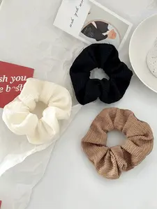 3pcs French Pleated Bubble Satin Hair Ties, Vintage Simple Headbands, Elegant Ponytail Cords, Women's Fashion Accessories