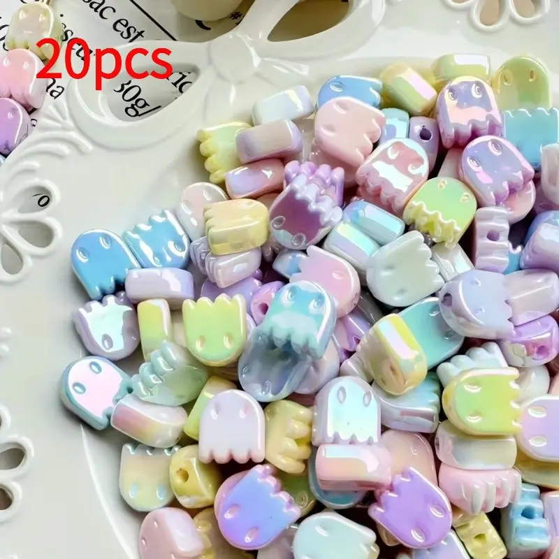 20pcs Assorted Color Ghost Acrylic Beads, Loose Spacer Beads for DIY Bracelets, Beaded Pens, Jewelry Making Accessories