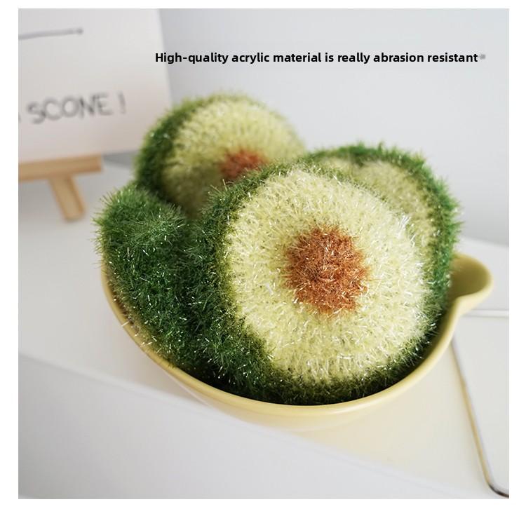 [3-Pack] Korean-style simulated avocado dishcloth, simulated toast bread dishcloth, simulated garlic head non-greasy cleaning cloth, easy to clean and lint-free household items