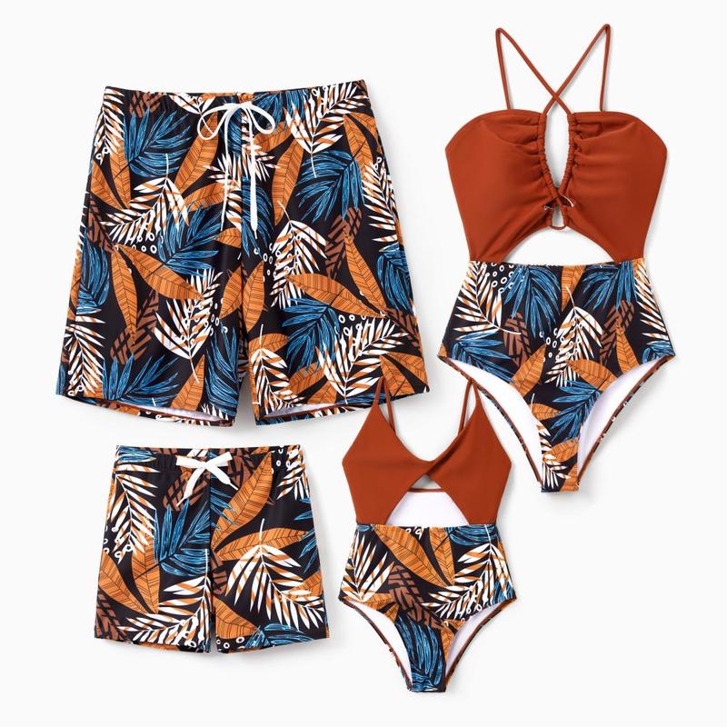 PatPat Family Matching Tropical Swim Trunks or Hanging Strap Hollowing One piece Swimsuit